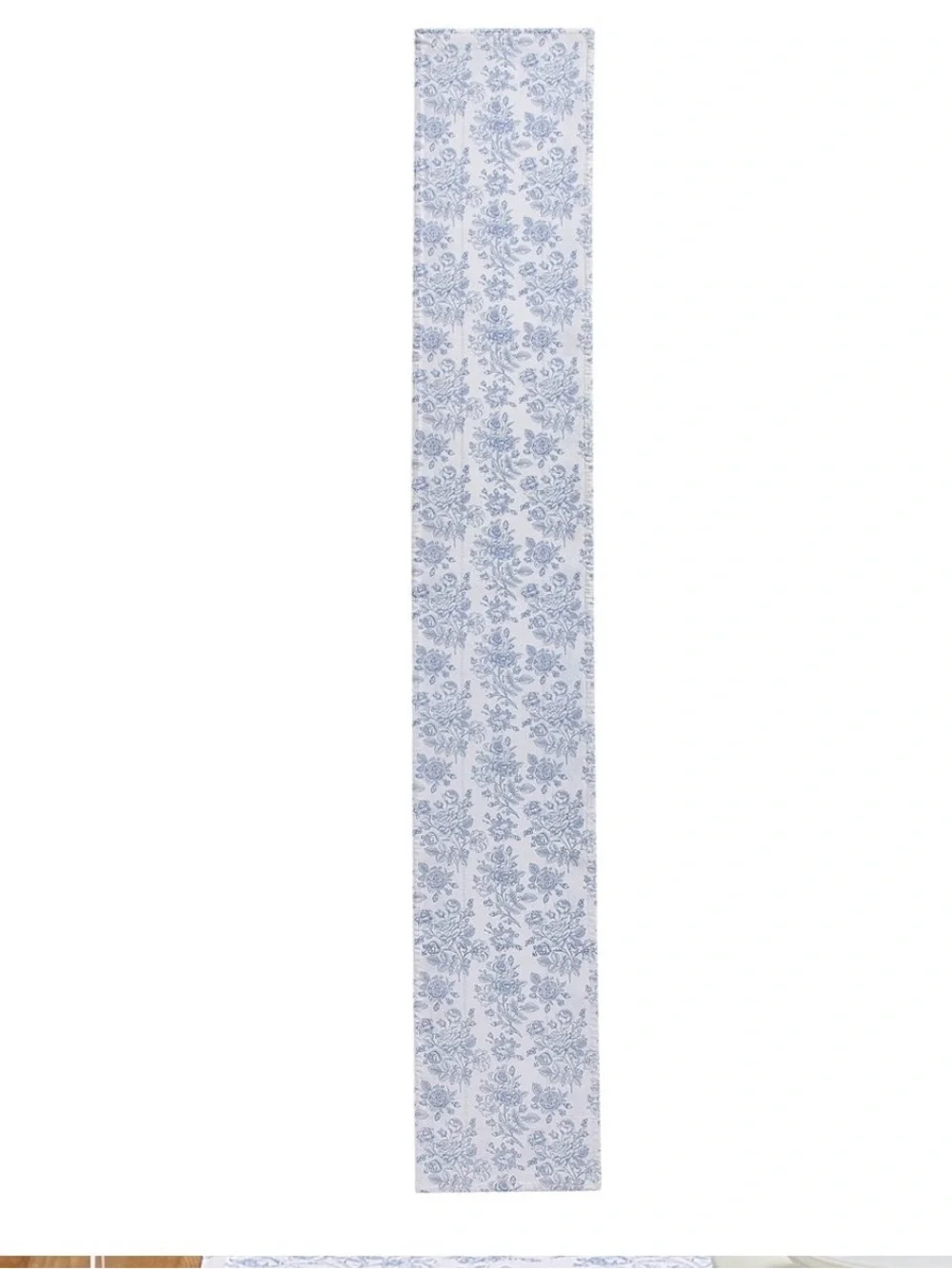 Floral Cotton Reversible Table Runner Blue and White 14 × 90-inch My Texas House